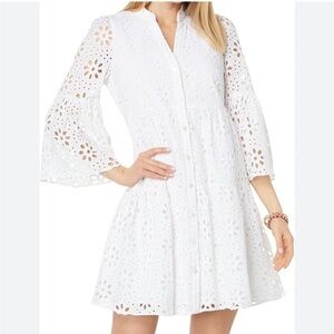 NEW Lilly Pulitzer Midi Dress Elegant White Eyelet Dress Size XL